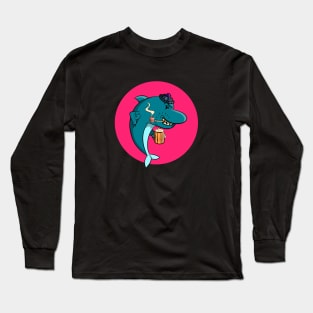 Dolphin with Beer and Pipe Long Sleeve T-Shirt